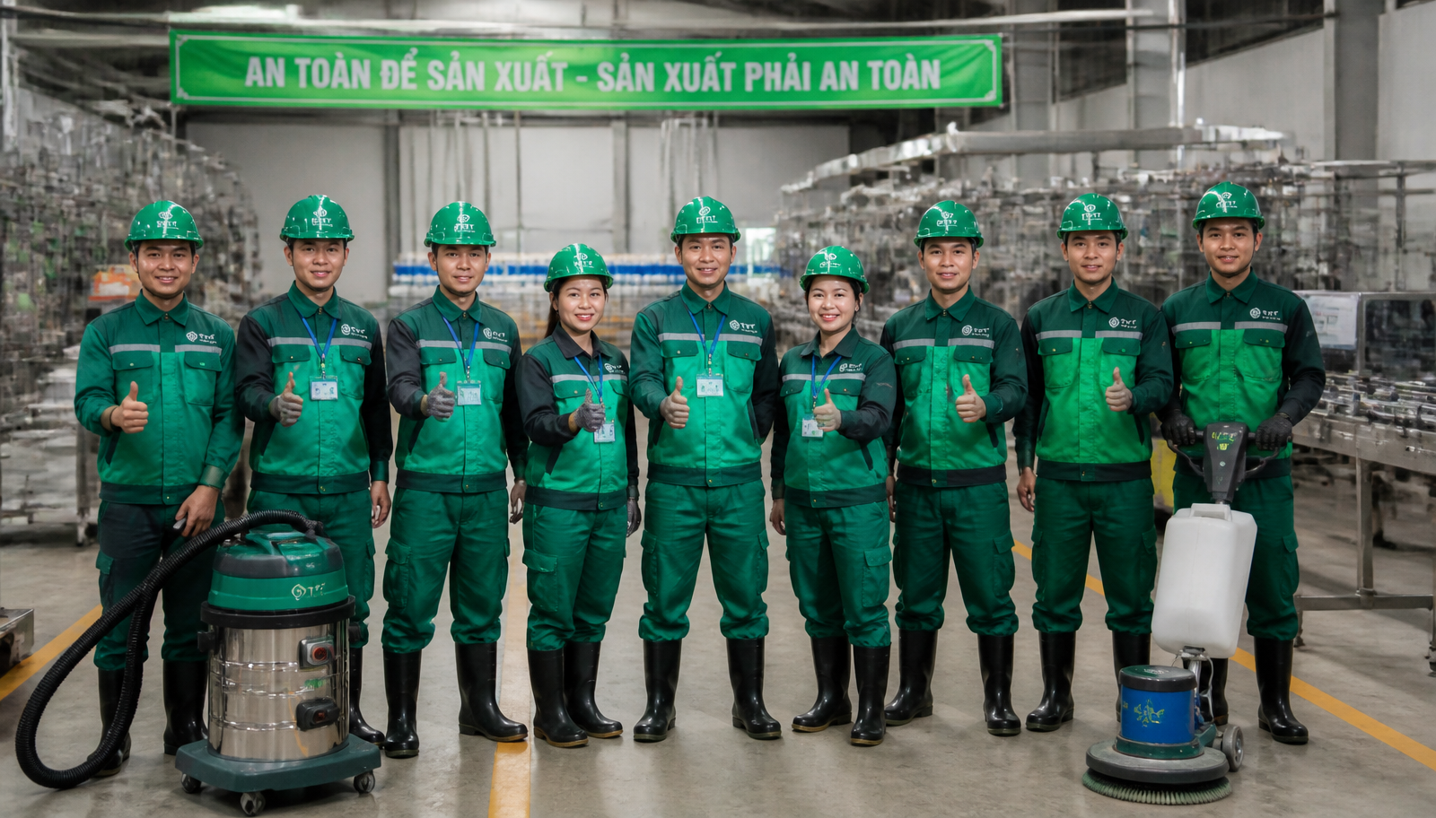 Đội ngũ vệ sinh công nghiệp Thành Đồng Group